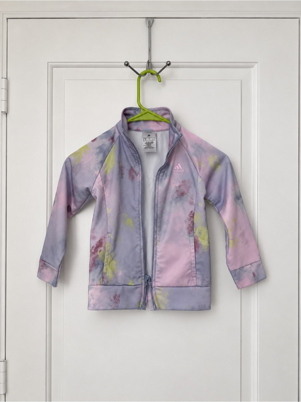 adidas Pastel Tie-Dye Girls' Zip-Up Track Jacket in Lavender, Pink & Lime